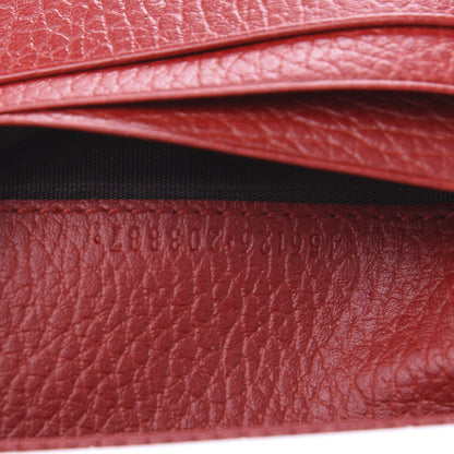 Gucci Pebbled Calfskin GG Marmont Card Case Hibiscus Red 7 of 8