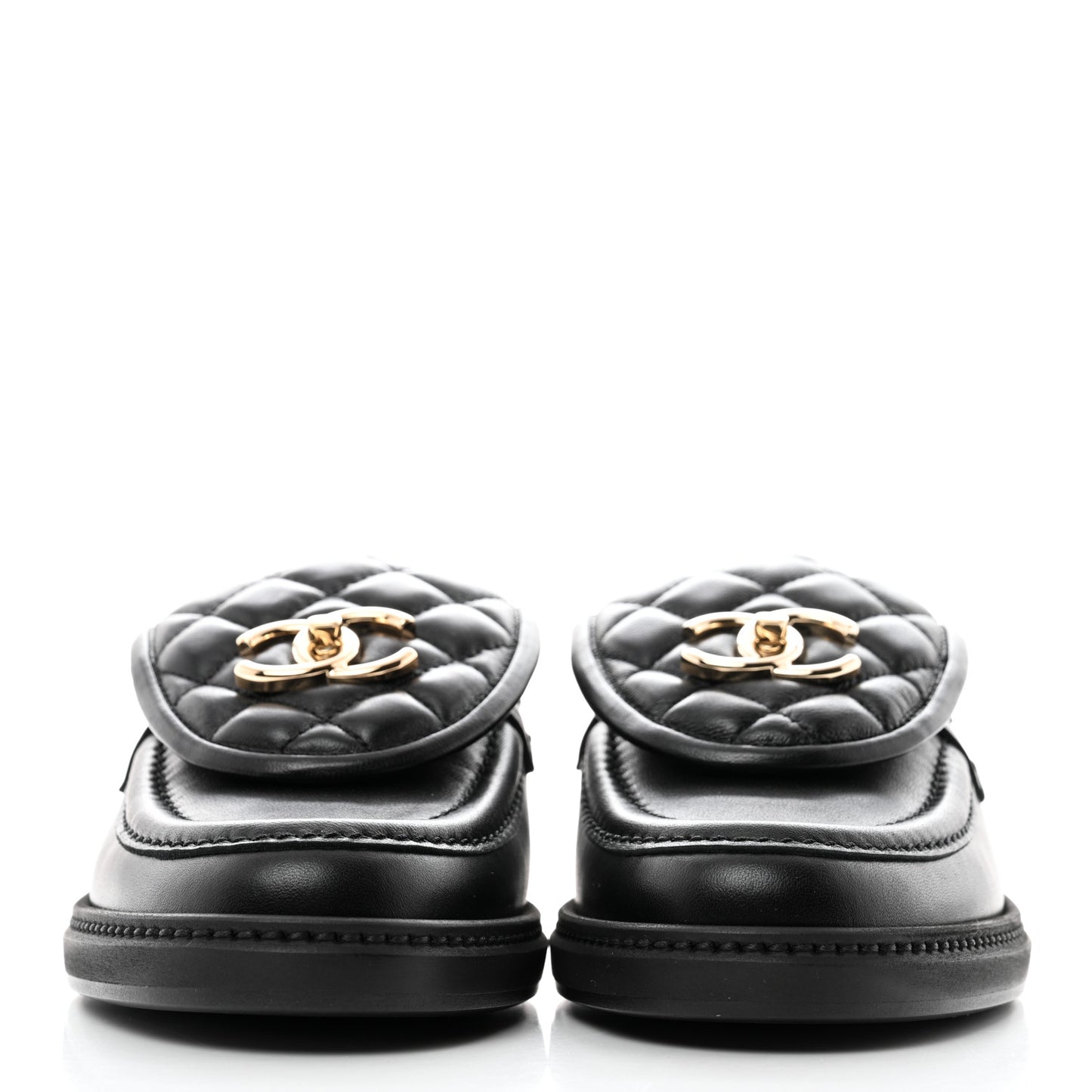 Lambskin Quilted CC Turnlock Loafers 37 Black