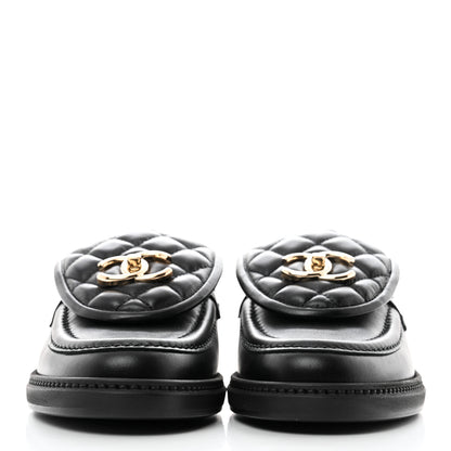 Chanel Lambskin Quilted CC Turnlock Loafers 37 Black 2 of 8