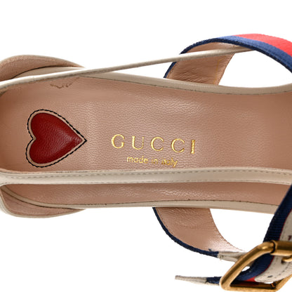 Gucci Malaga Kid Sylvie Web Bamboo Low Heel Mules 36.5 White 7 of 12