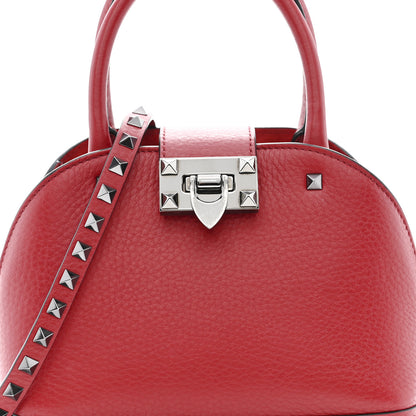 Valentino Garavani Grainy Calfskin Small Rockstud Double Top Handle Bag Rosso Valentino 7 of 16