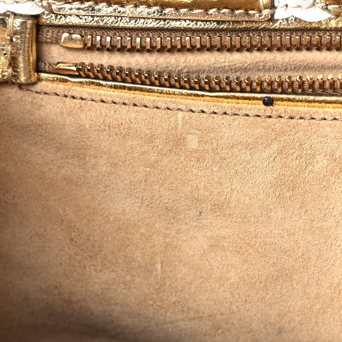 Goatskin Woven Small Tote White Gold