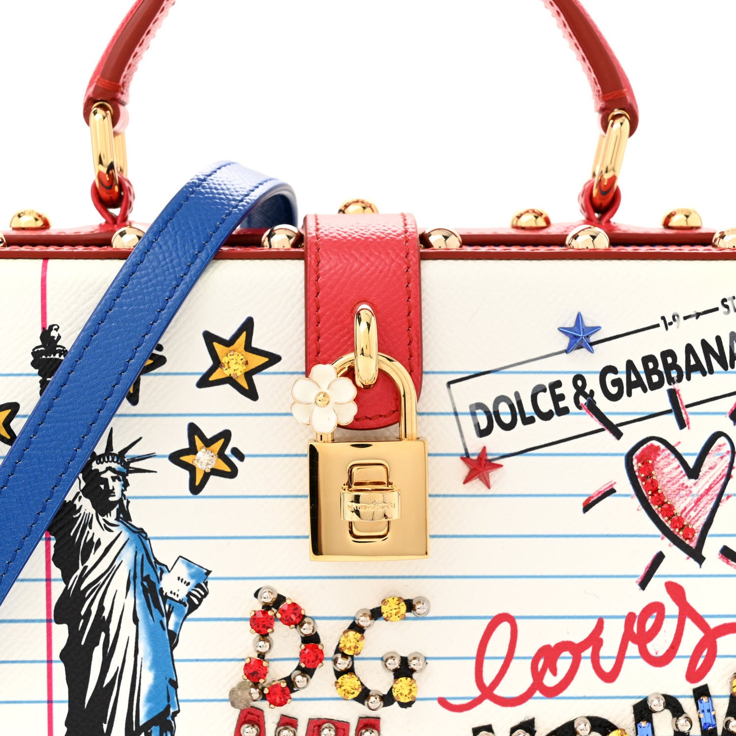 Dauphine Pearl Crystal DG Loves New York Box Bag White Blue Red