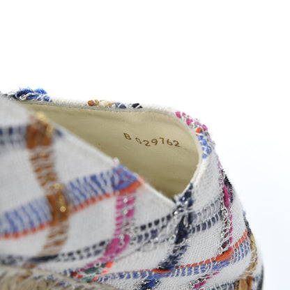 Chanel Tweed Grosgrain CC Espadrilles 41 White Blue Pink Green Black 10 of 10