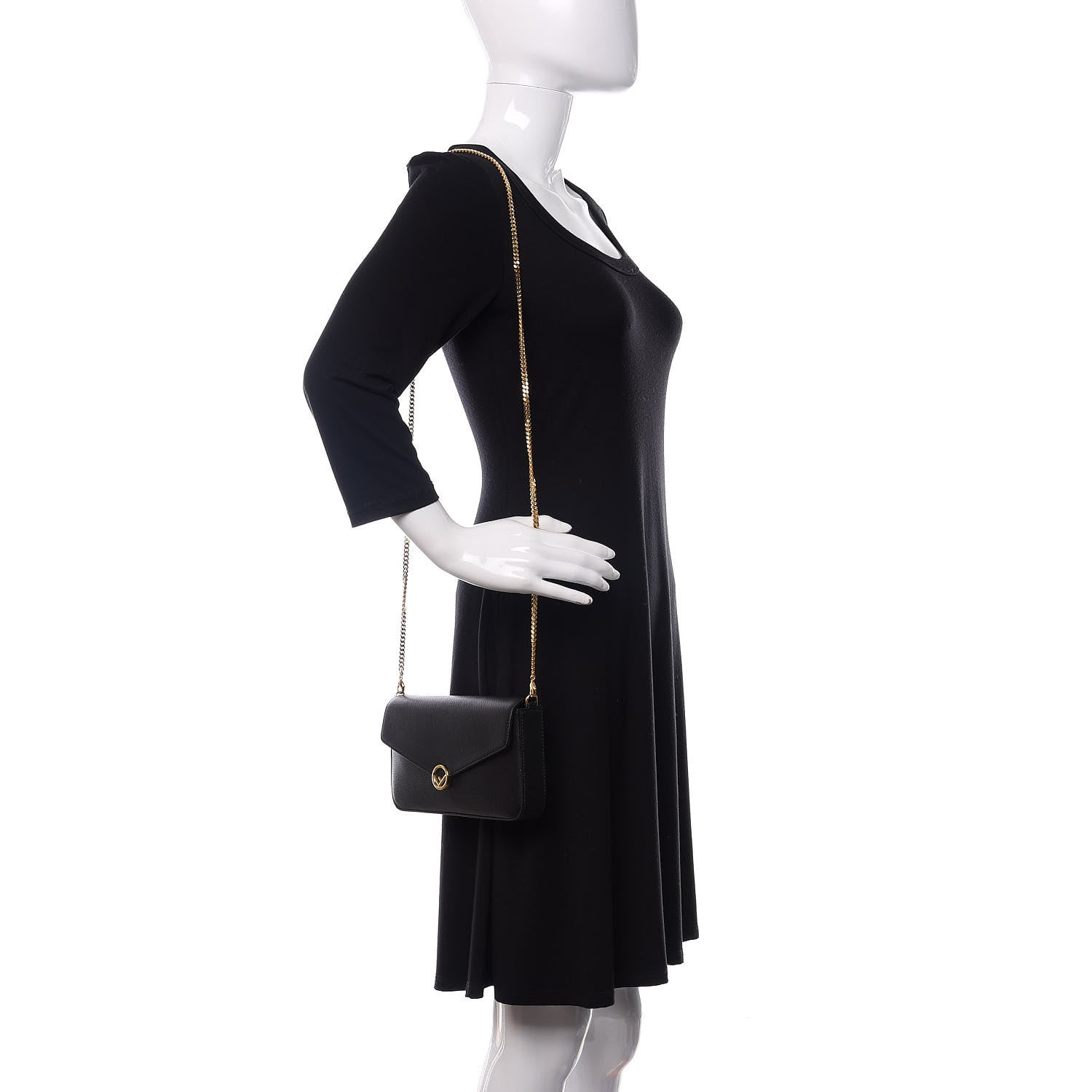 Fendi Vitello Cruise F is Fendi Envelope Wallet on Chain with Pouches Black 2 of 11