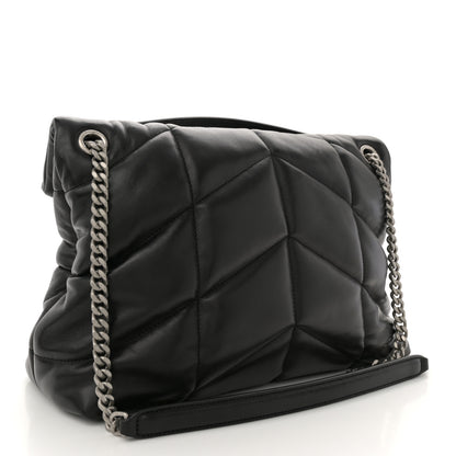 Saint Laurent Lambskin Quilted Medium Loulou Puffer Monogram Chain Satchel Black 3 of 10