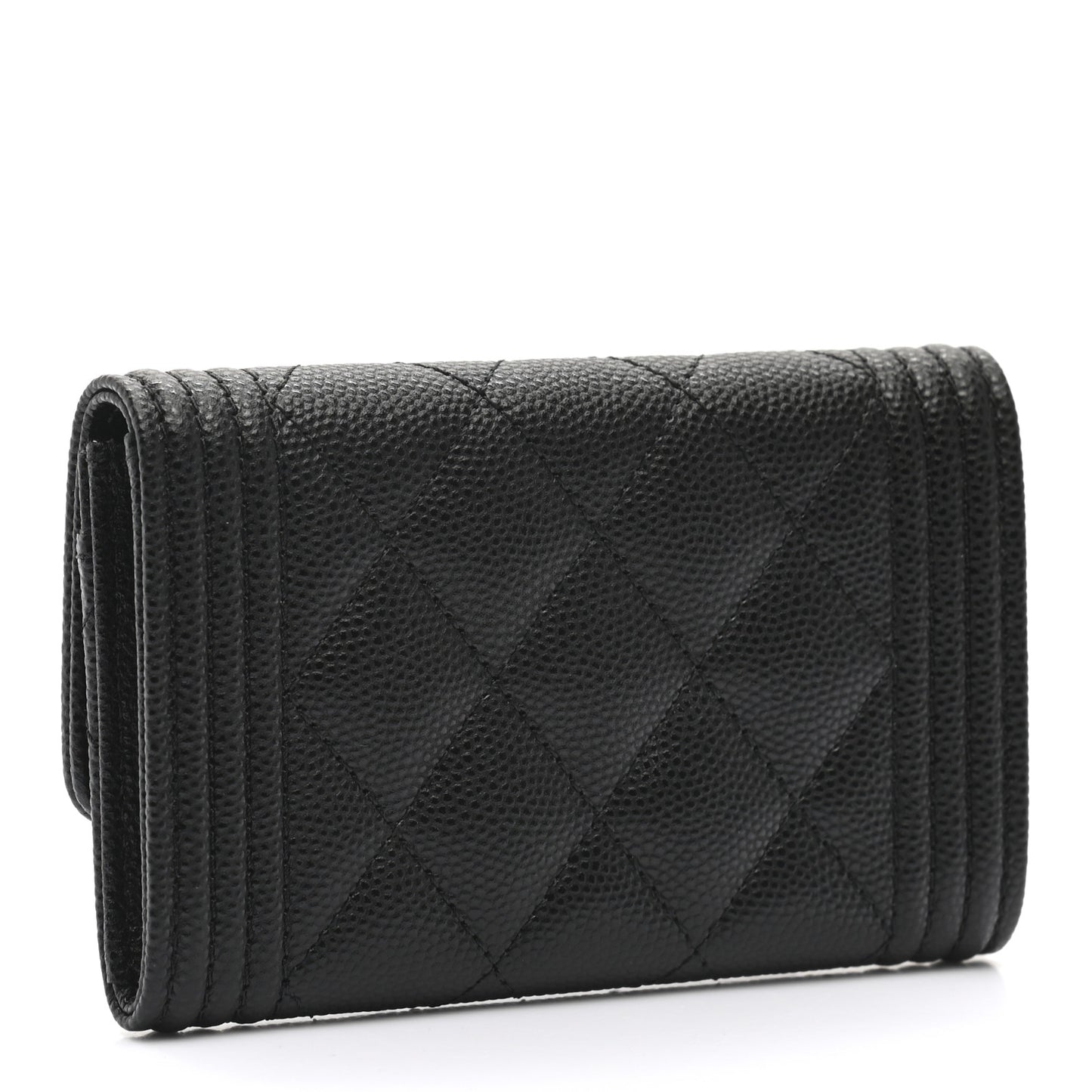 Caviar Quilted Boy Flap Card Holder Black