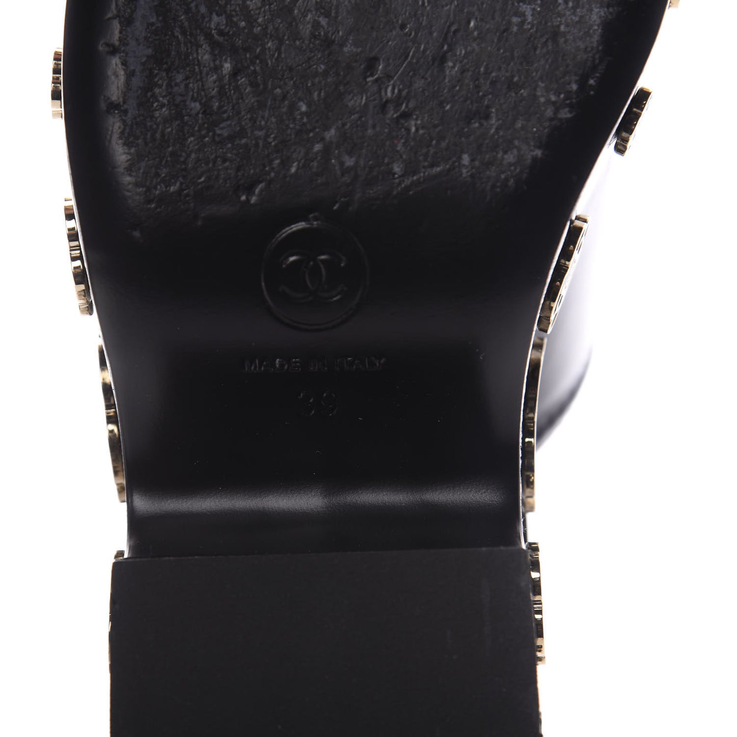Crumpled Calfskin Camellia Wedge Mules 39 Black