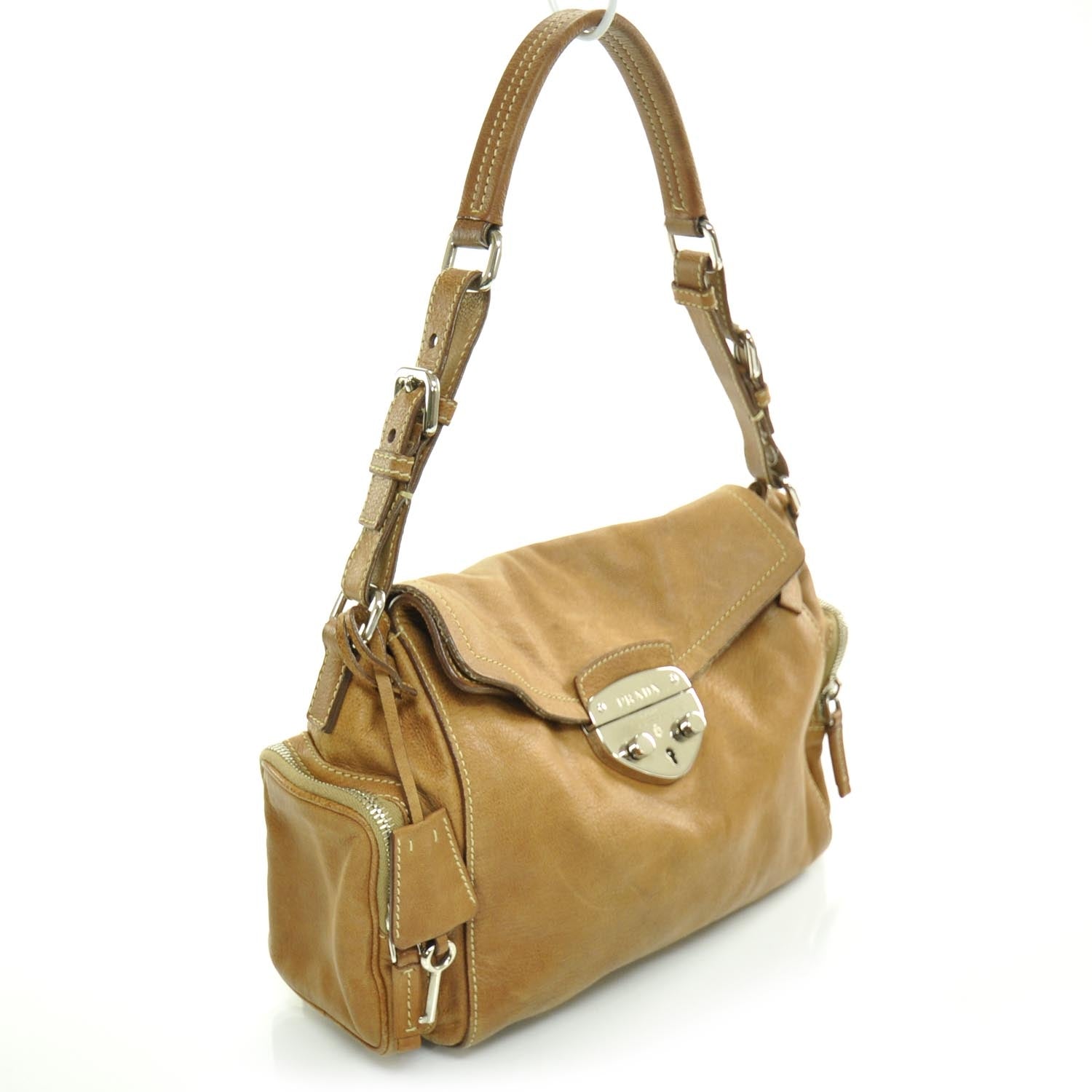 Prada Leather Pushlock Flap Shoulder Bag 3 of 9