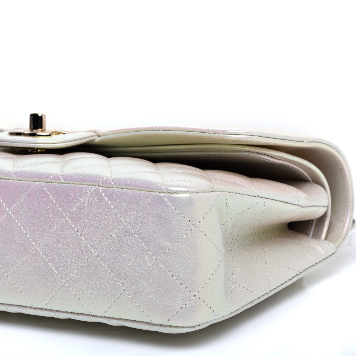 Chanel Iridescent Lambskin Quilted Medium Double Flap Ivory 7 of 11