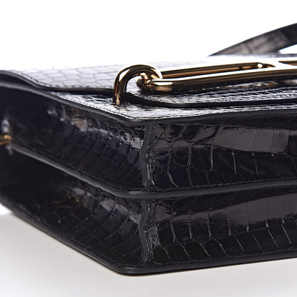 Hermes Shiny Niloticus Crocodile Sac Roulis 23 Black 13 of 15