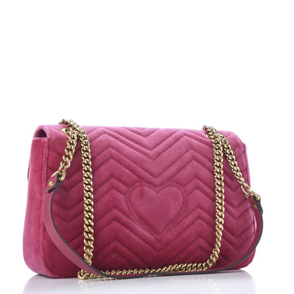 Gucci Velvet Matelasse Blind for Love Embroidered Medium GG Marmont Shoulder Bag Light Raspberry Rose Multicolor 2 of 9