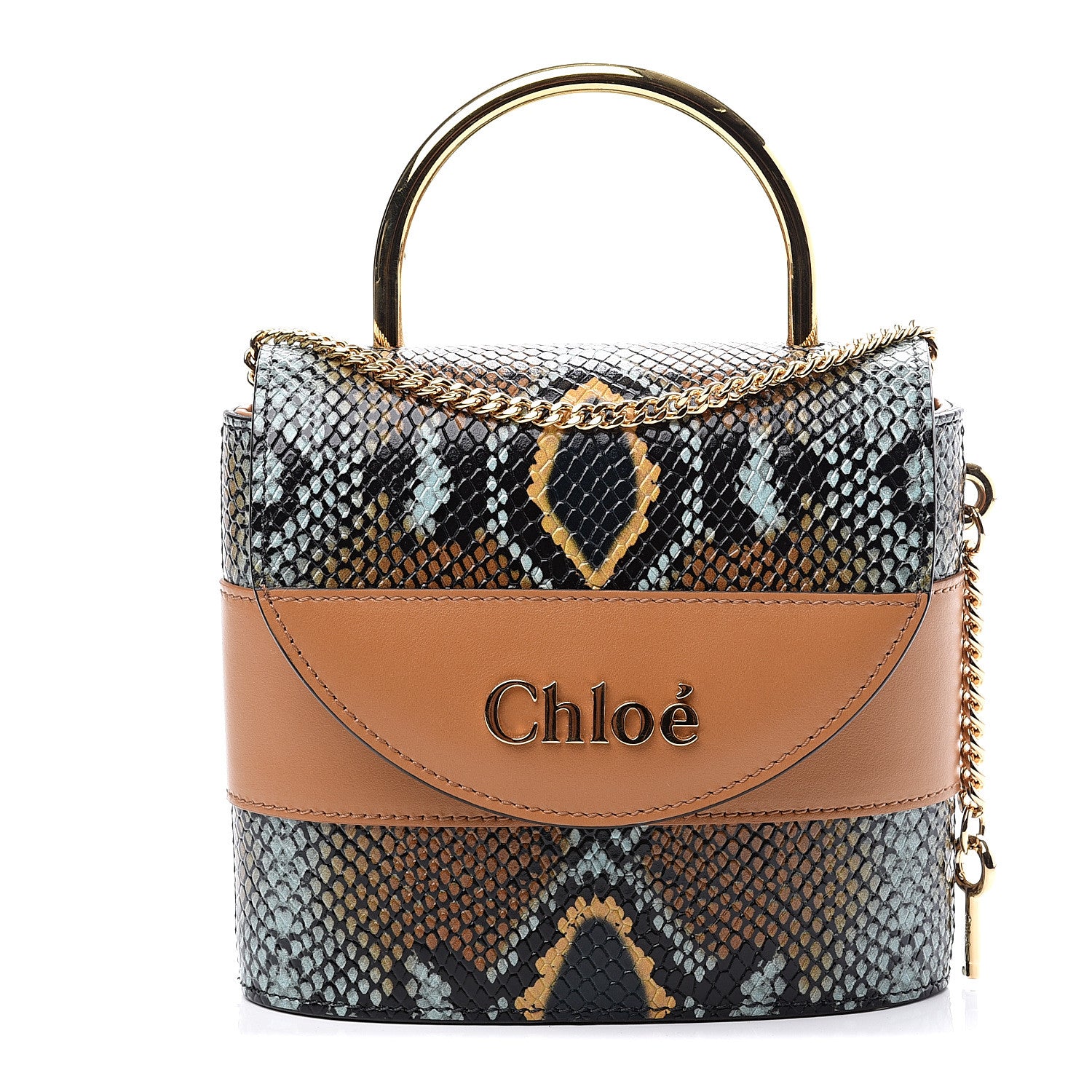 Chloe Calfskin Python Embossed Small Aby Lock Faded Blue 1 of 10