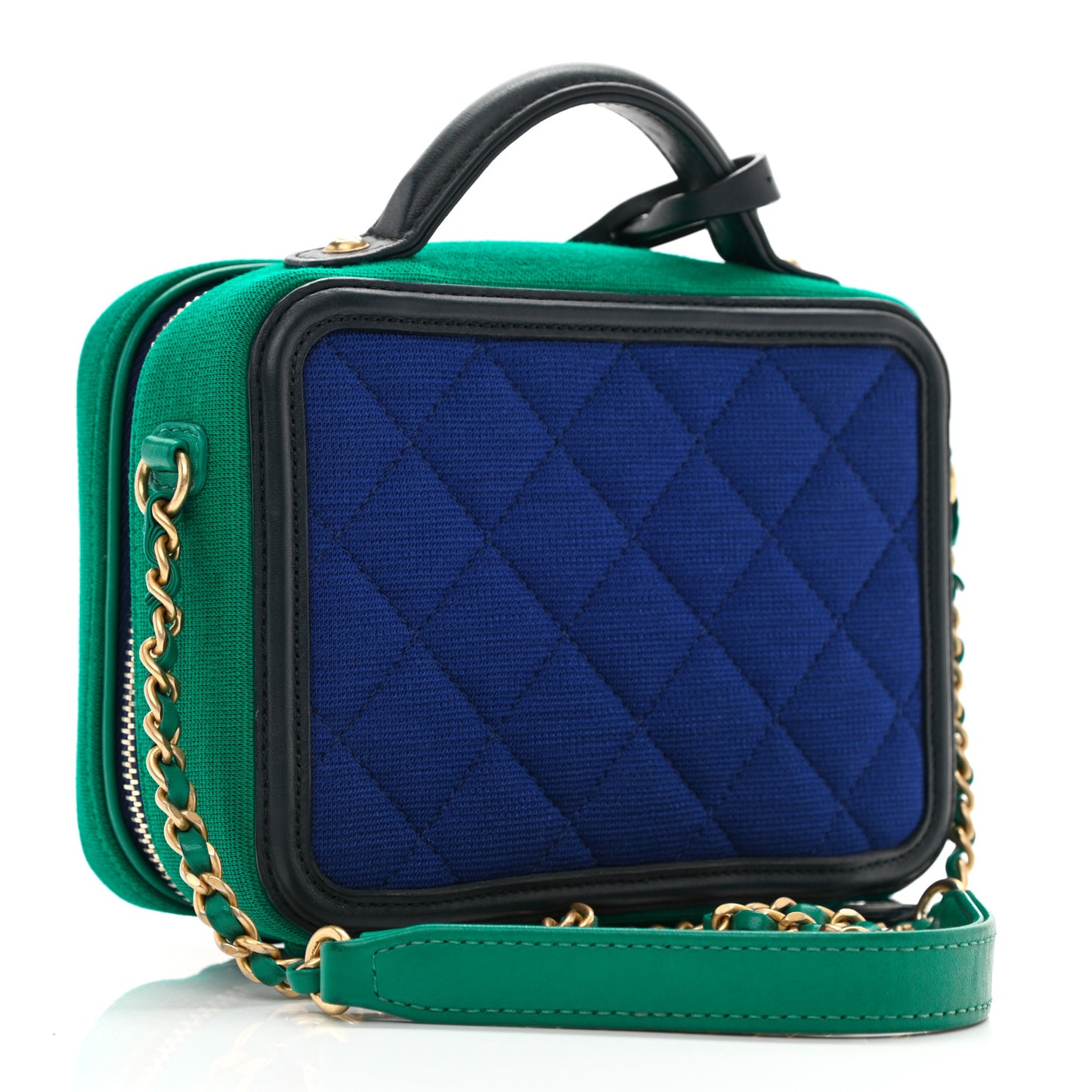 Jersey Quilted Small CC Filigree Vanity Case Blue Green