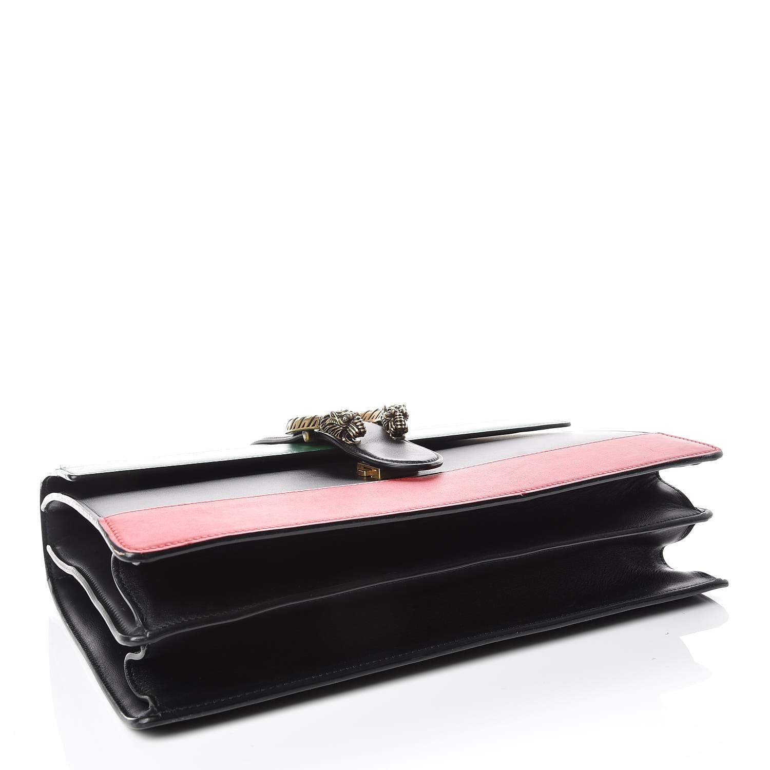 Gucci Calfskin Bamboo Web Large Dionysus Top Handle Bag Black Bright Evergreen Hibiscus Red 4 of 17