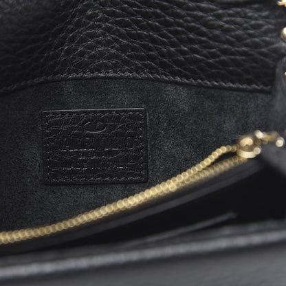Valentino Garavani Pebbled Calfskin Rockstud Wallet on Chain Black 6 of 10