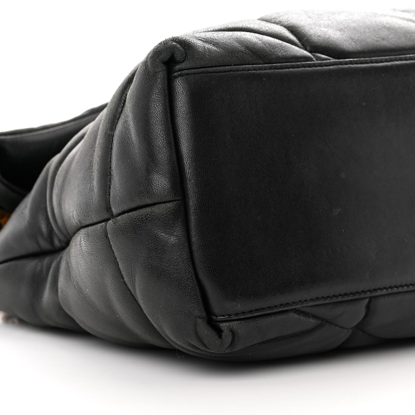 Lambskin Quilted Medium Loulou Puffer Monogram Chain Satchel Black