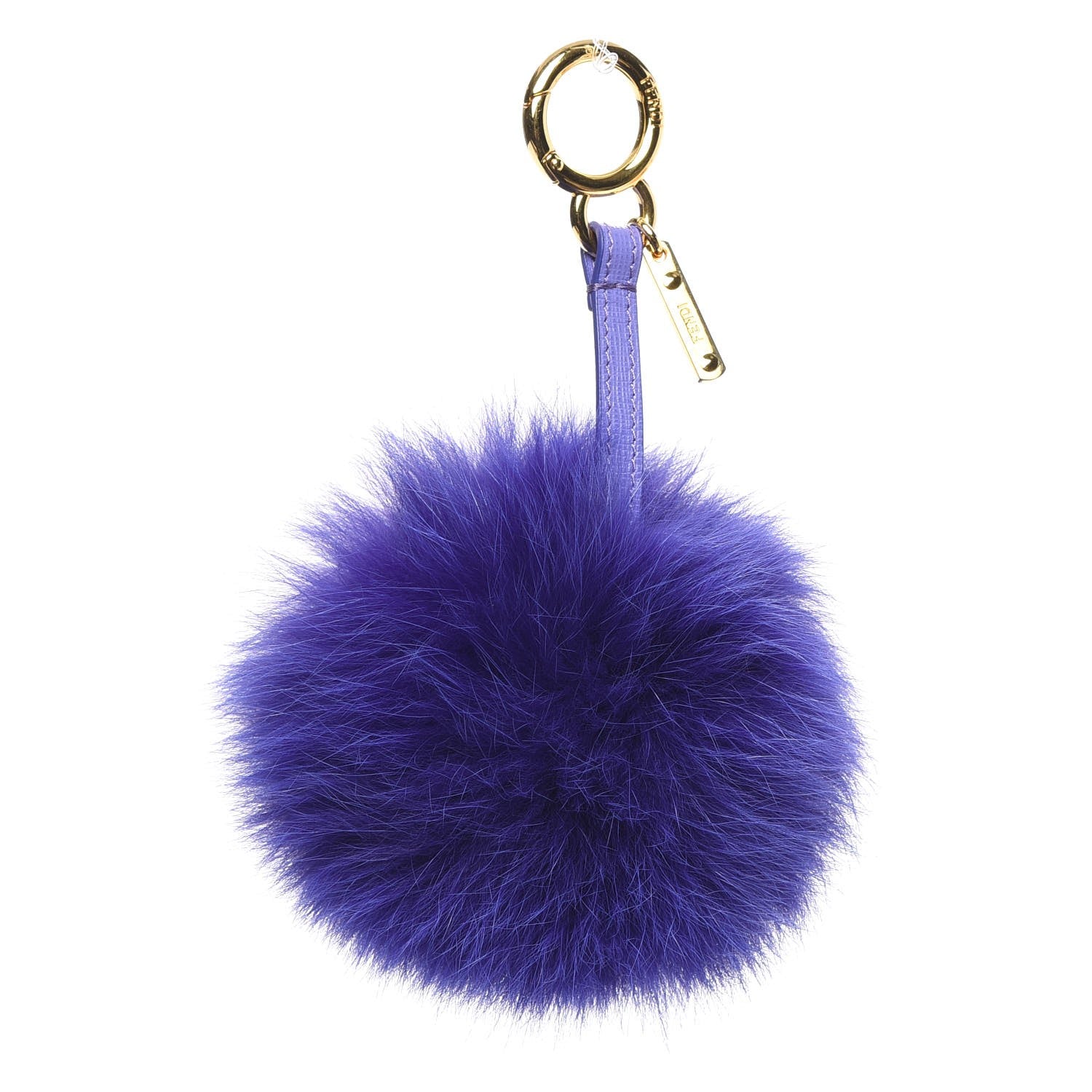Fendi Fox Fur Vitello Elite Pom Pom Bag Charm Viola Cassis 1 of 5
