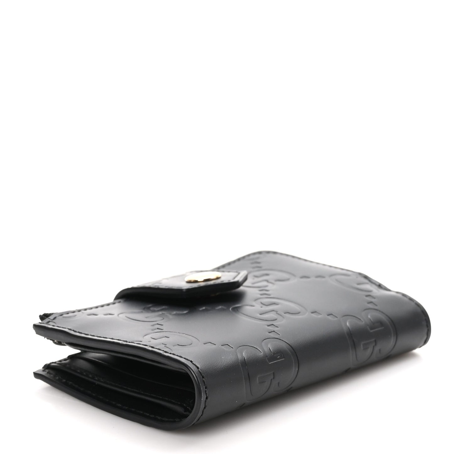 Piuma Calfskin Jumbo GG Embossed Medium Wallet Black