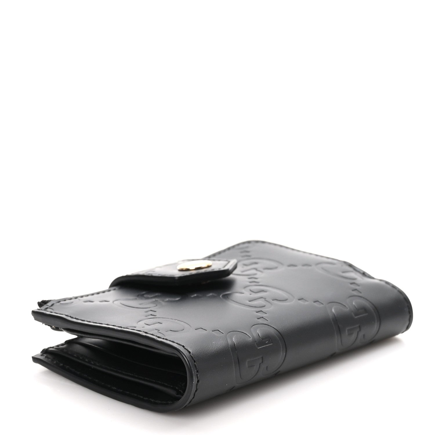 Gucci Piuma Calfskin Jumbo GG Embossed Medium Wallet Black 4 of 8