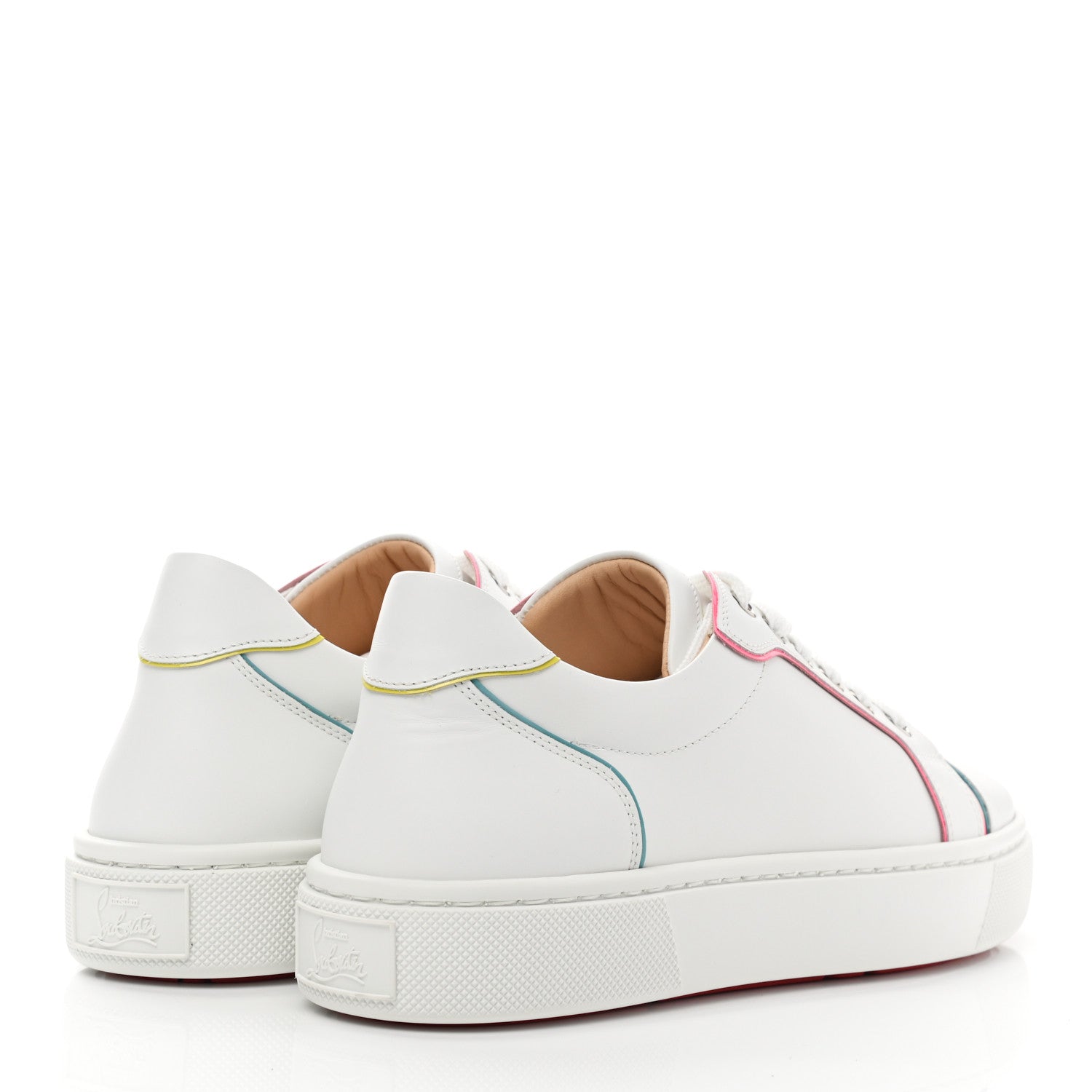 Christian Louboutin Calfskin Patent Vieirissima Flat Sneakers 38.5 White Multicolor 4 of 8