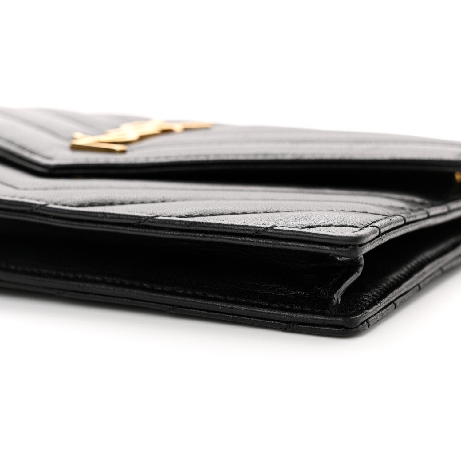 Saint Laurent Matelasse Chevron Monogram Envelope Chain Wallet Black 4 of 12
