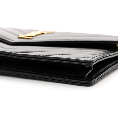 Saint Laurent Matelasse Chevron Monogram Envelope Chain Wallet Black 4 of 12