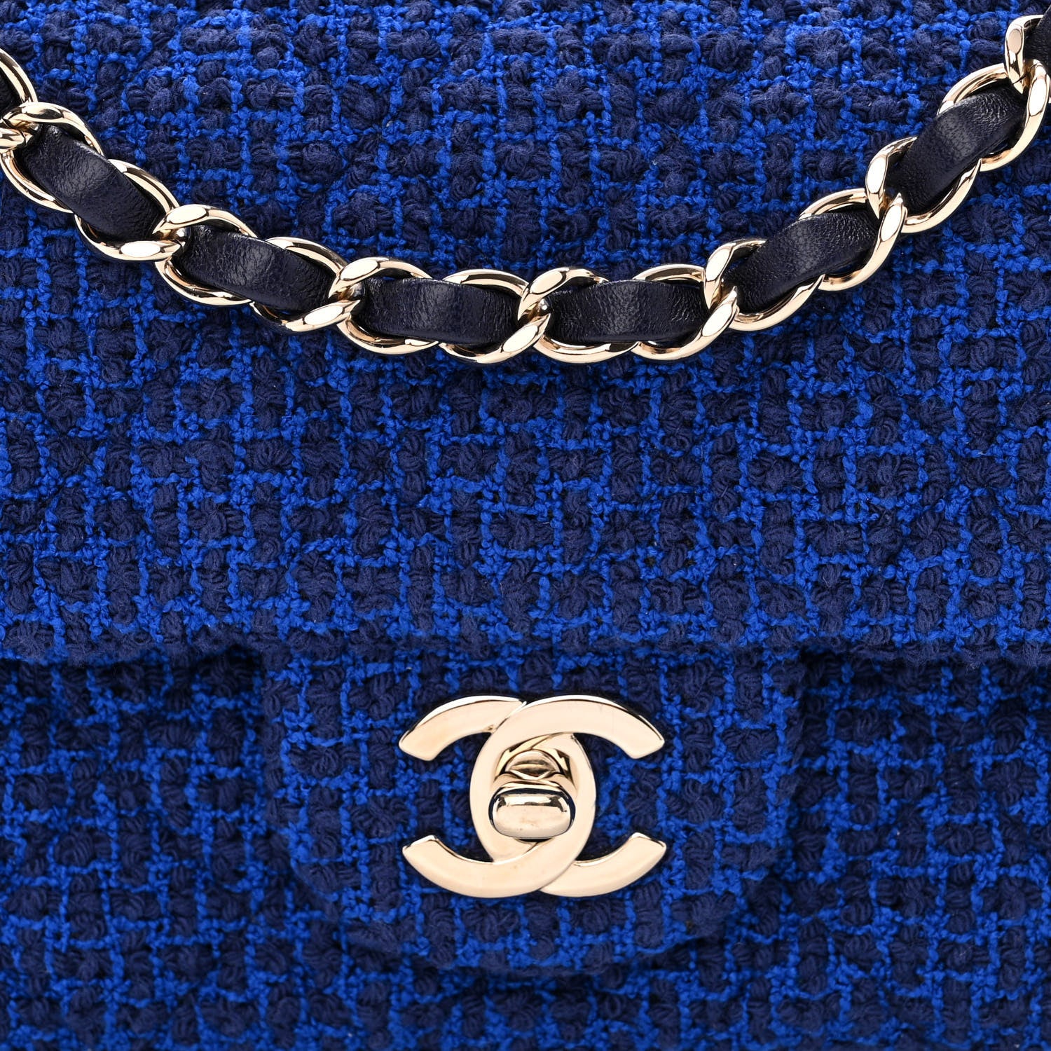 Chanel Tweed Quilted Mini Rectangular Flap Blue 8 of 10