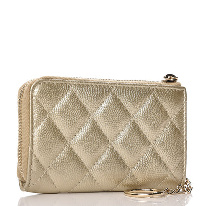 Chanel Metallic Caviar Quilted Key Holder Case Light Gold 3 of 7