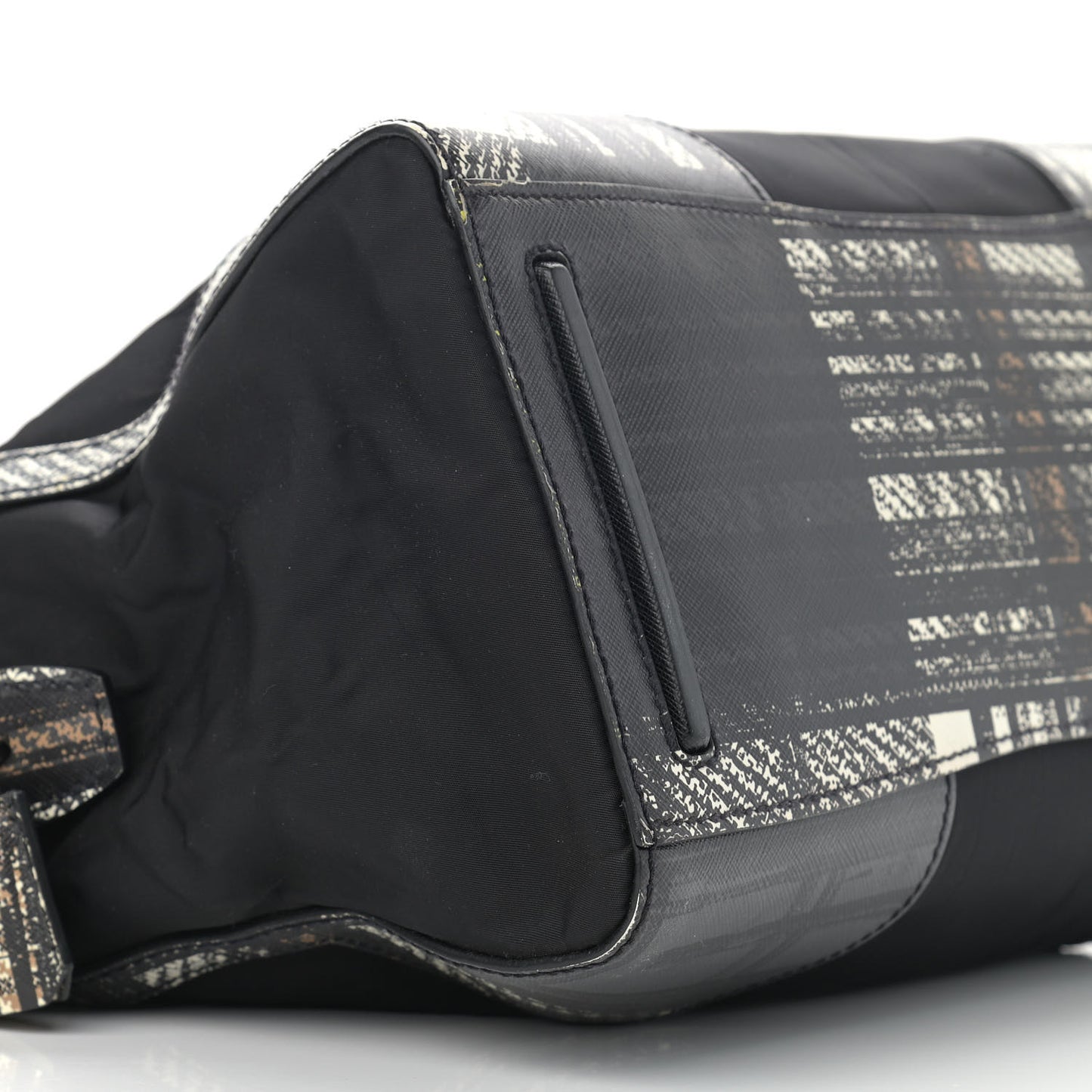 Tessuto Nylon Saffiano Tartan Print Satchel Bianco Dis Tartan