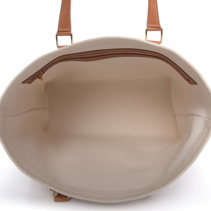 Celine Canvas Calfskin Horizontal Cabas Natural Tan 5 of 10