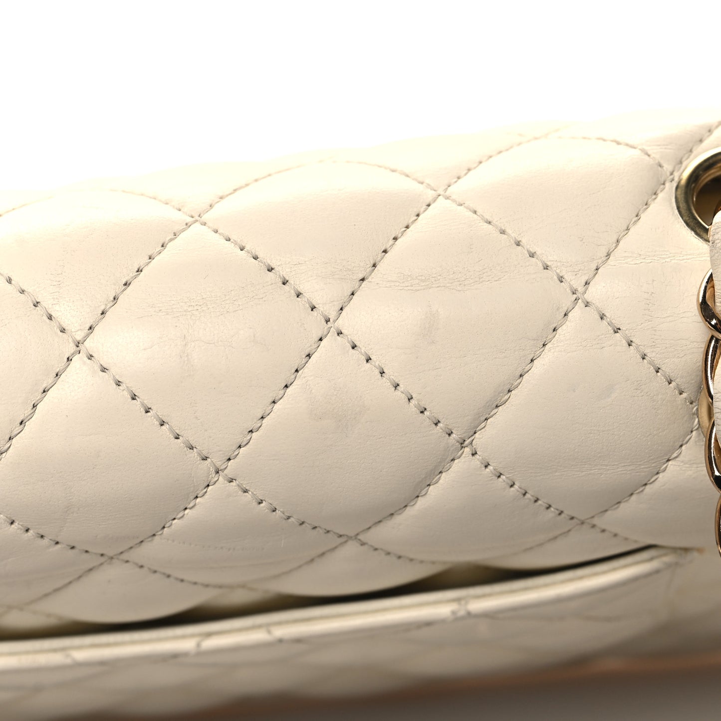 Lambskin Quilted Medium Double Flap White
