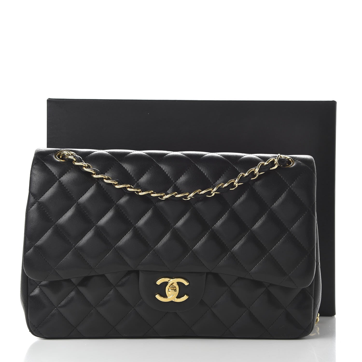 Chanel Lambskin Quilted Jumbo Double Flap Black 11 of 11