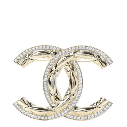 Chanel Baguette Crystal Quilted Vintage Allure CC Brooch Gold 1 of 4