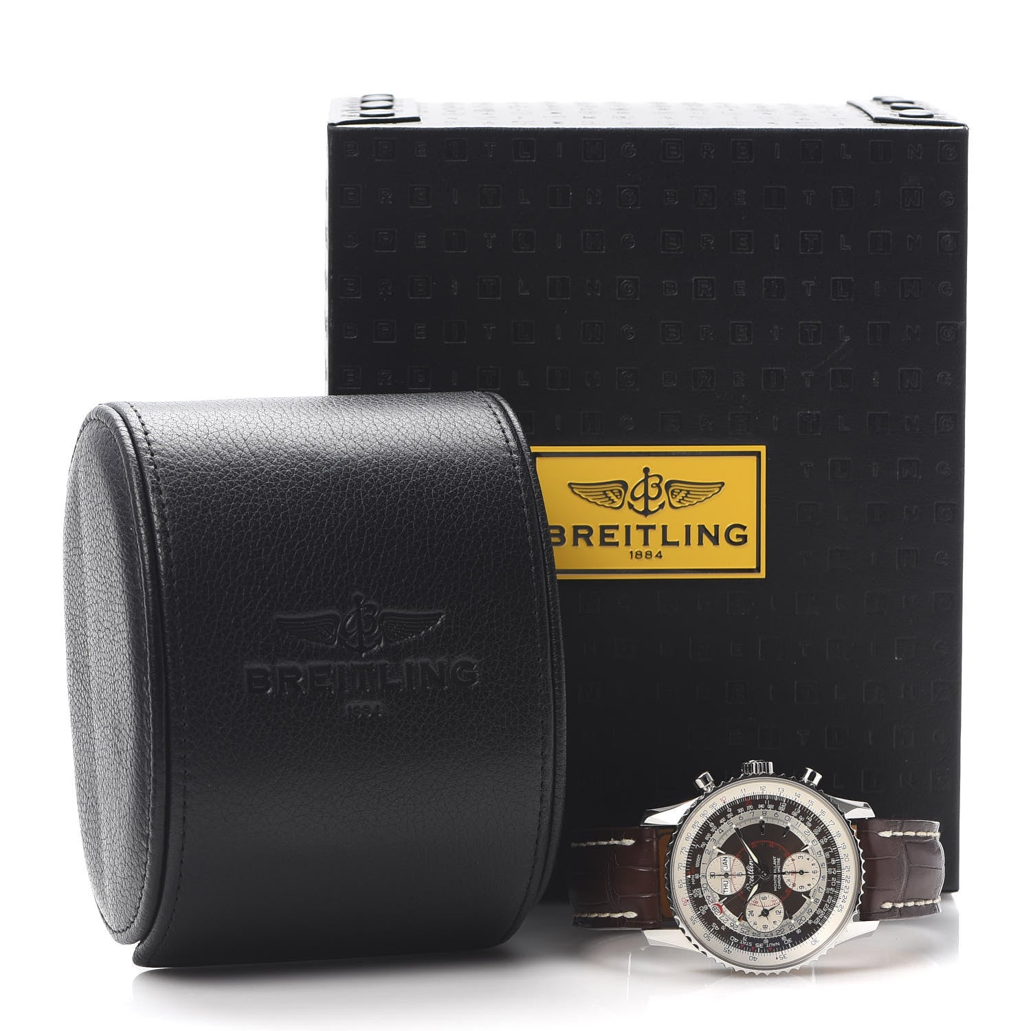 Breitling Stainless Steel Alligator 43mm Navitimer Montbrilliant Datora Automatic Watch Brown A21330 7 of 7