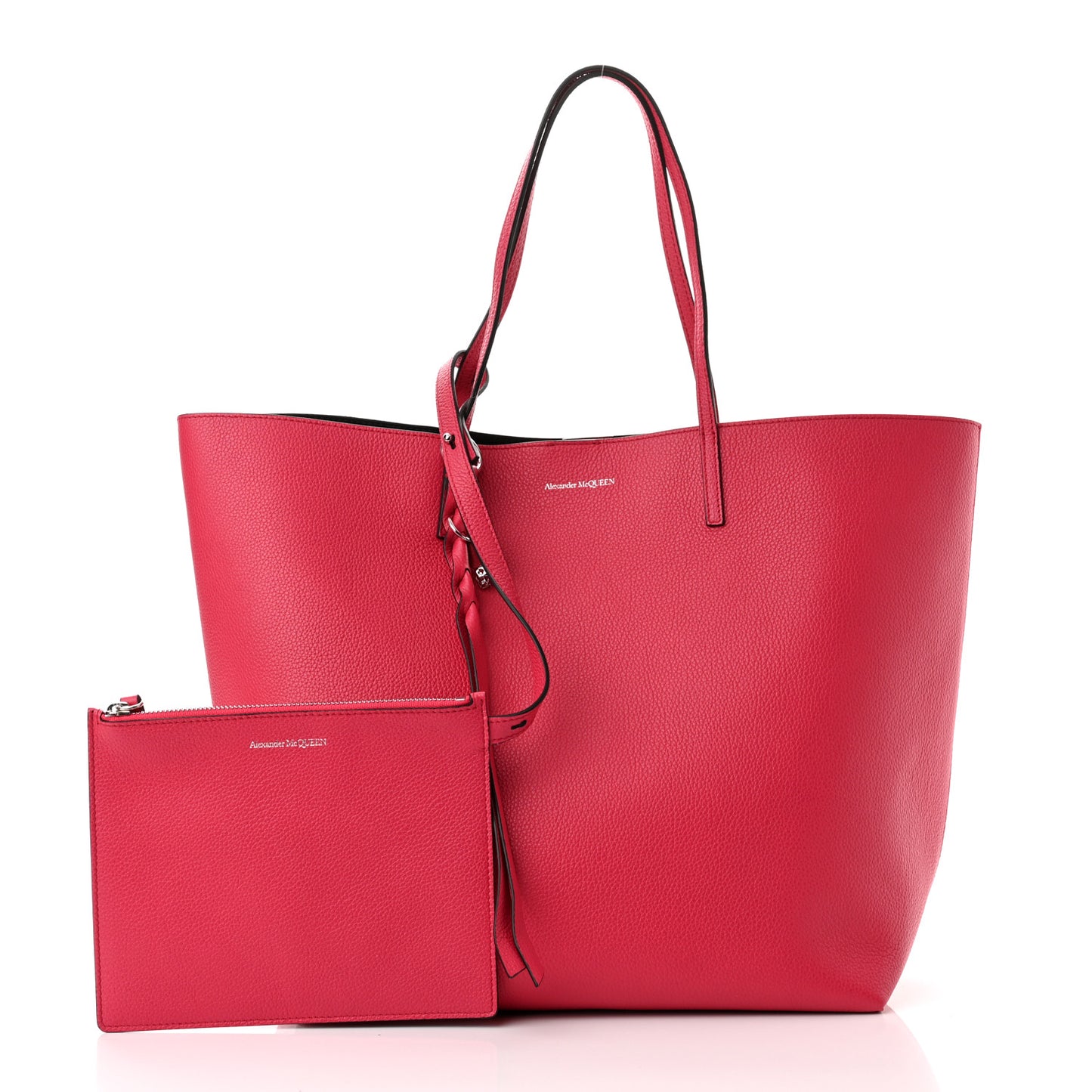Grained Calfskin Skull Open Shopper Tote Pink