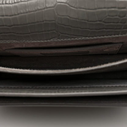 Saint Laurent Calfskin Crocodile Embossed Medium Monogram Sunset Fog 5 of 9