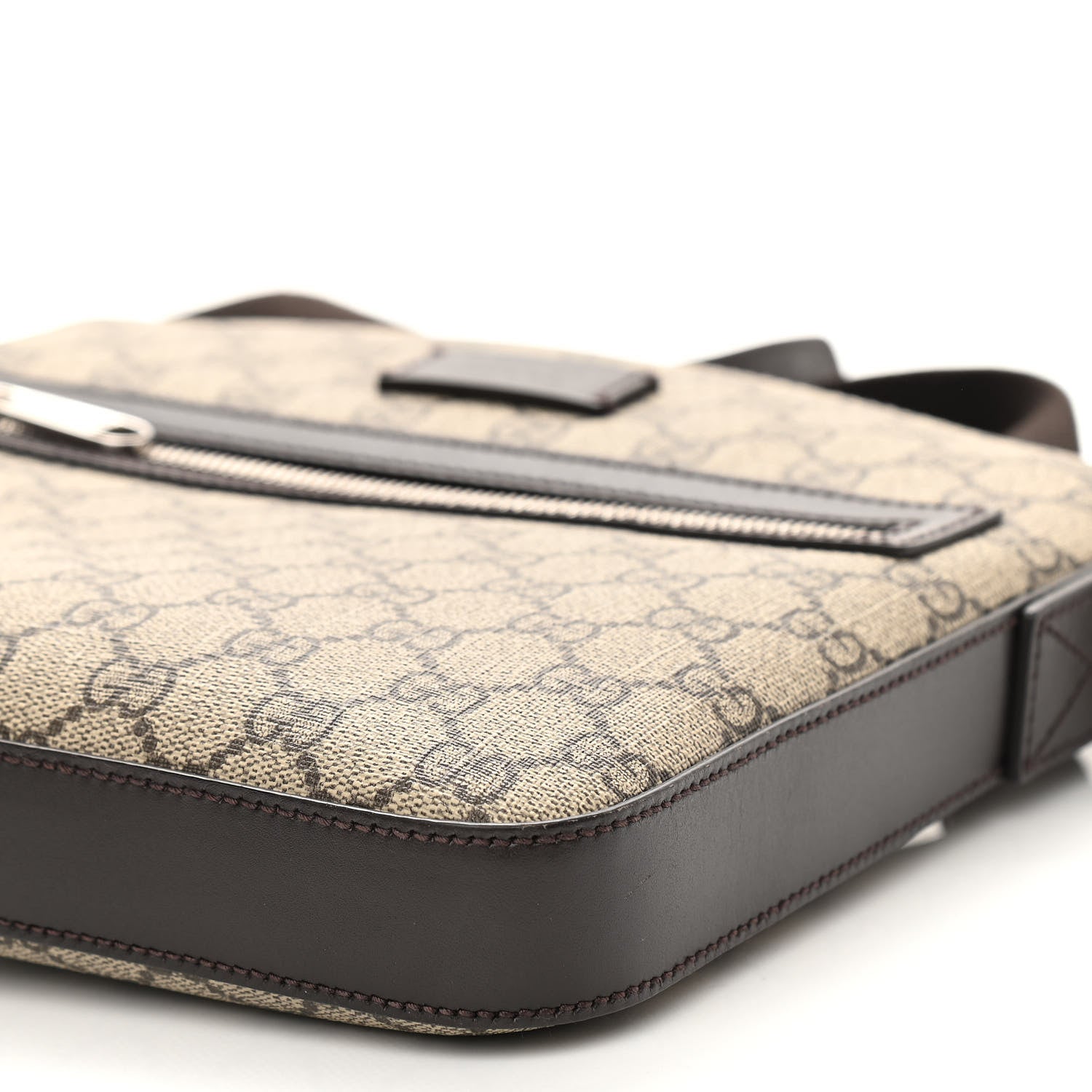 Gucci GG Supreme Monogram Selleria Calfskin Small Flat Messenger Bag Beige Ebony Cocoa Marrone Scuro 10 of 10