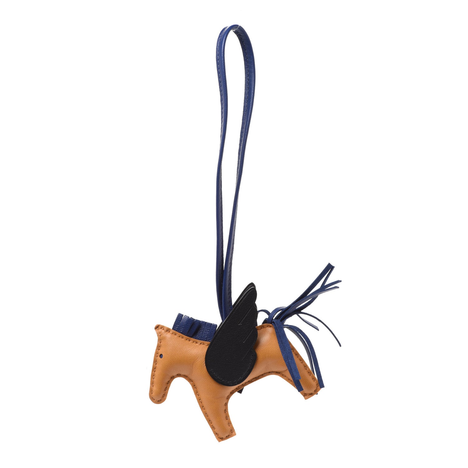 Hermes Milo Lambskin Grigri Rodeo Pegase Horse Bag Charm PM Sesame Black Bleu Saphir 1 of 5