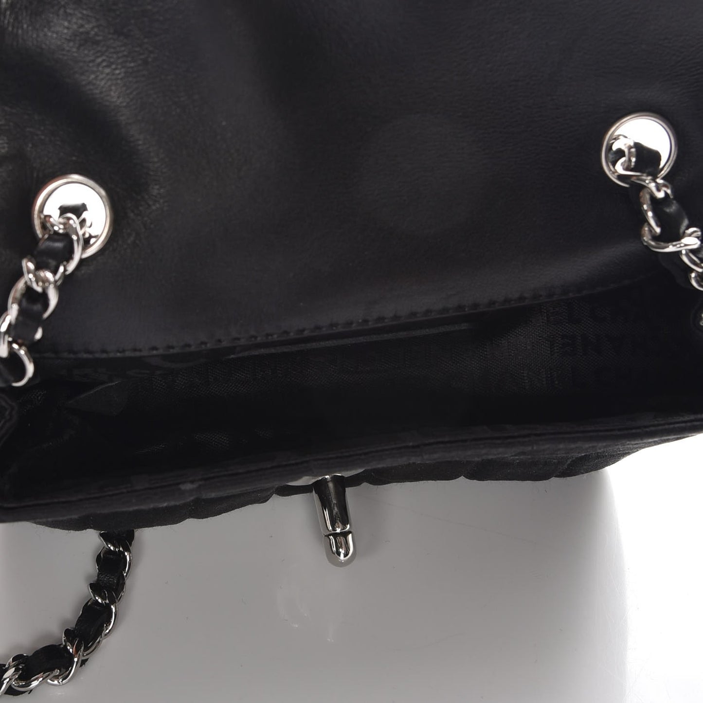 Satin Square Quilted Lipstick Charm Mini Flap Black