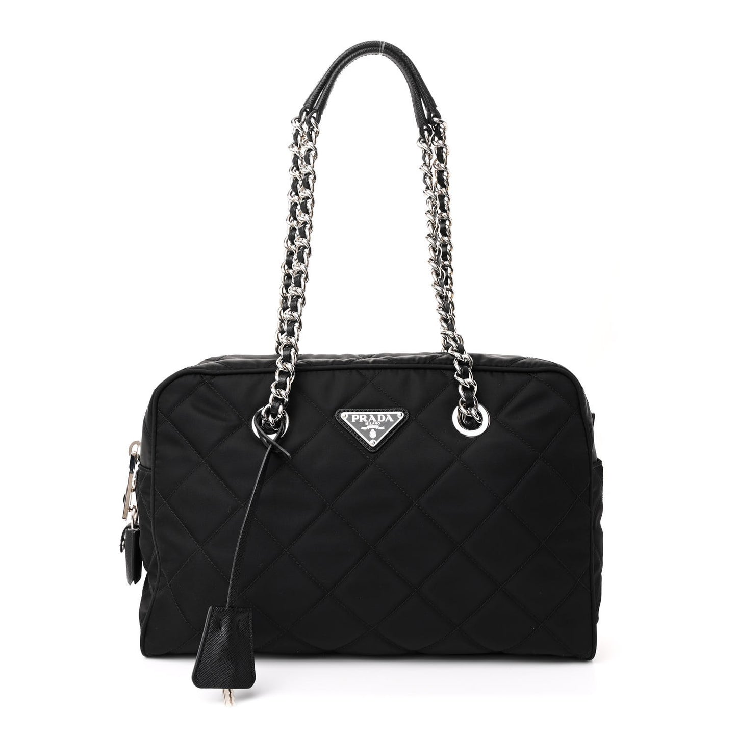 Nylon Tessuto Impuntu Quilted Shoulder Bag Black