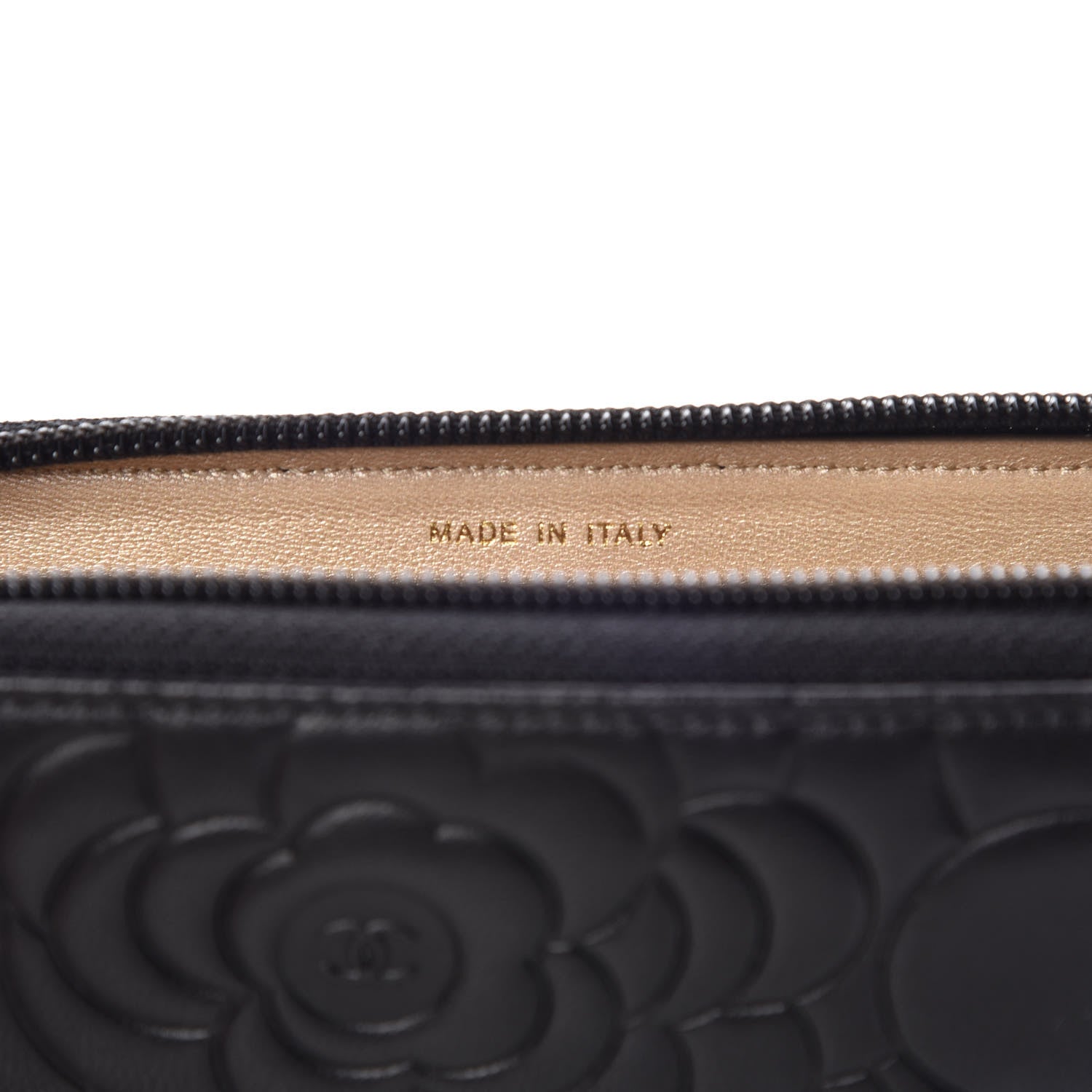 Chanel Lambskin Camellia Embossed Large Zip Around Gusset Wallet Black 10 of 11