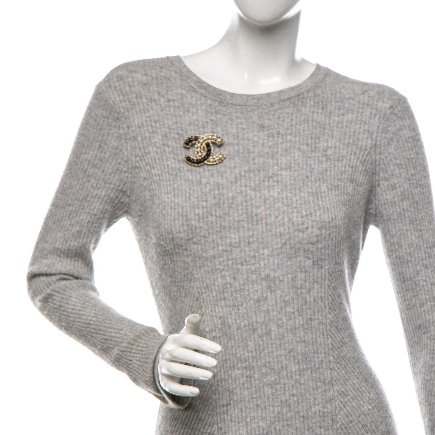 Pearl CC Brooch Gold Black