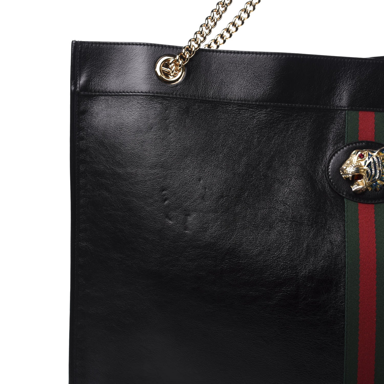 Gucci Calfskin Maxi Rajah Chain Tote Black 13 of 17