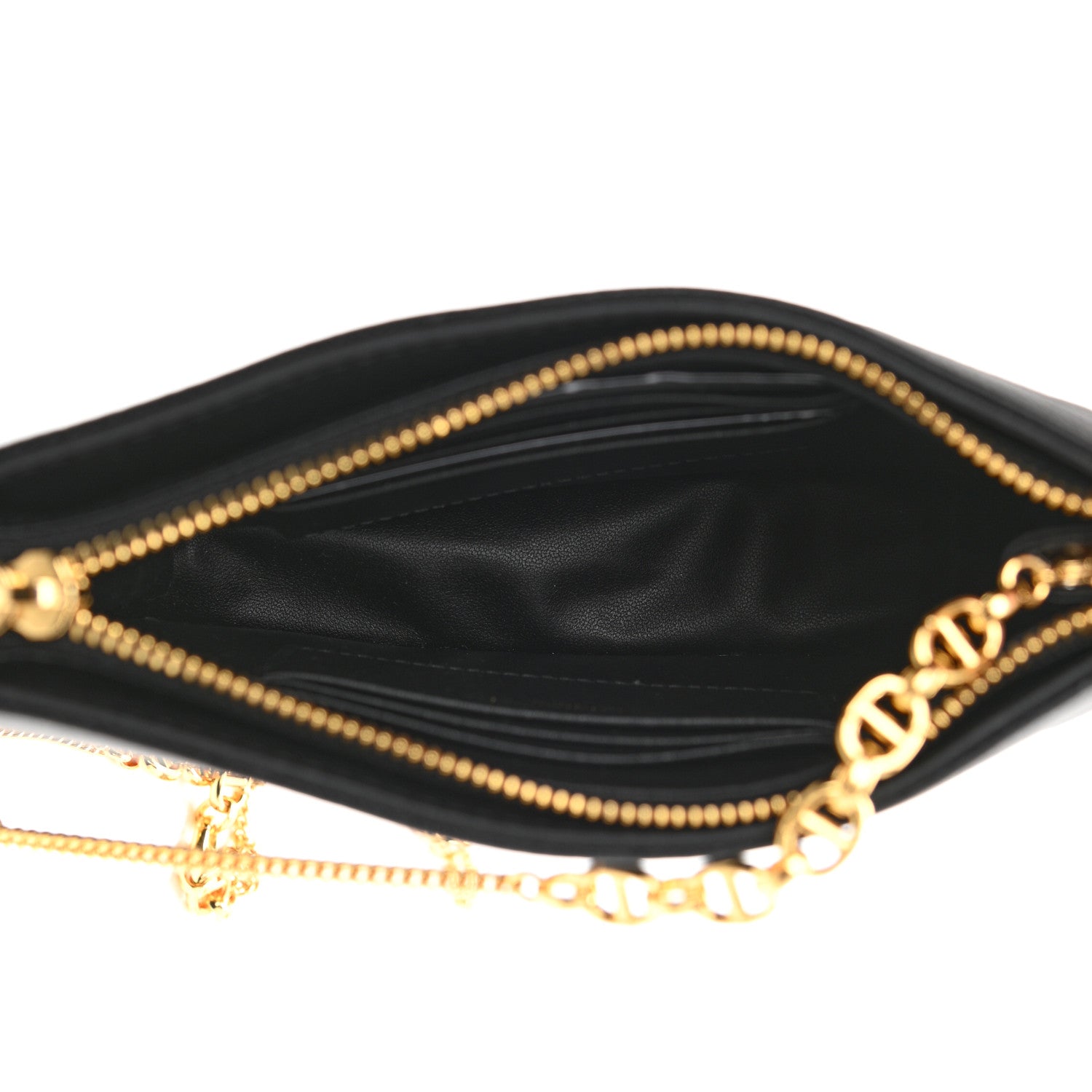 Christian Dior Calfskin Cannage Caro Zipped Pouch With Chain Black 5 of 10