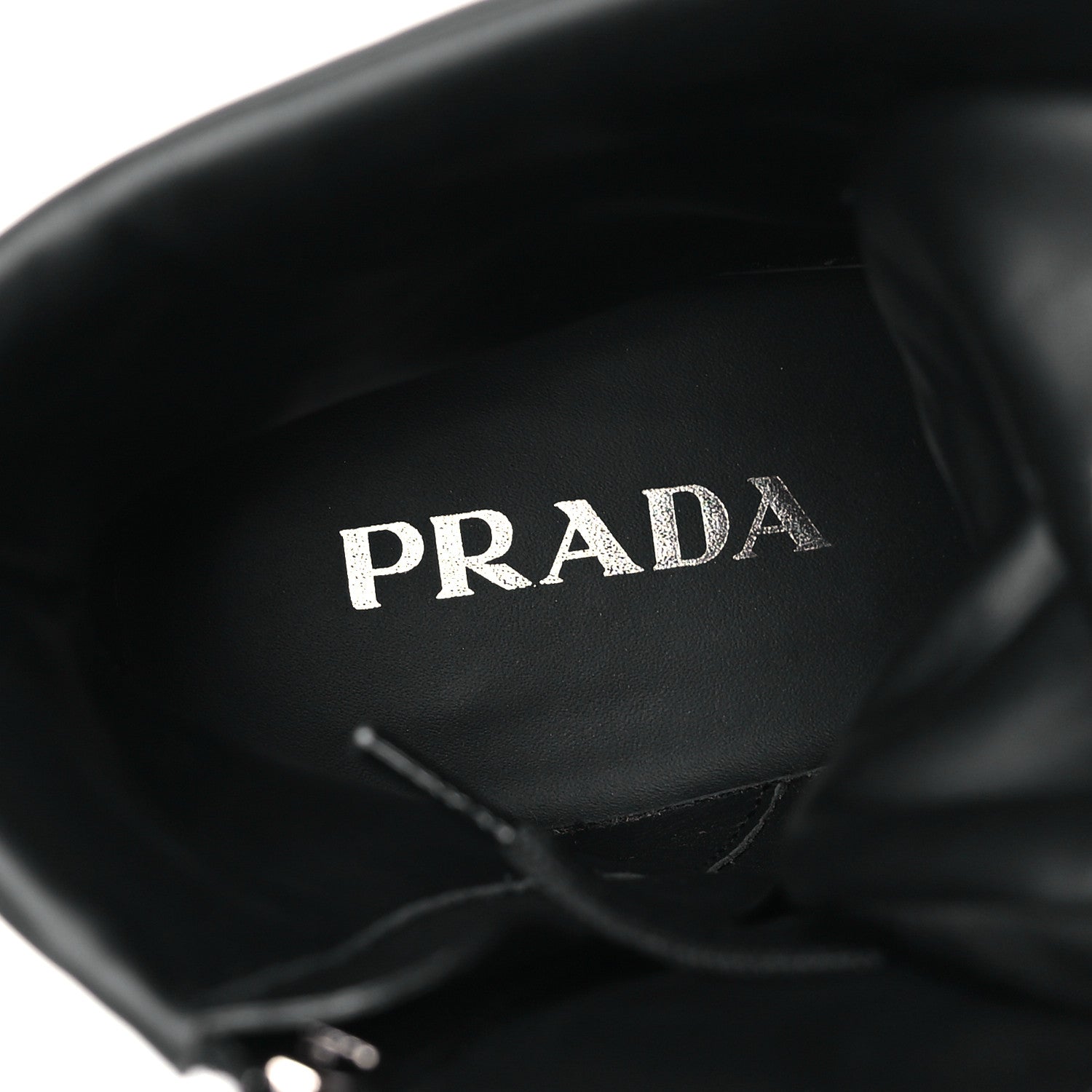Prada Spazzolato Re-Nylon Metal Triangle Logo Lace Up 55mm Ankle Boots 39 Black 8 of 8