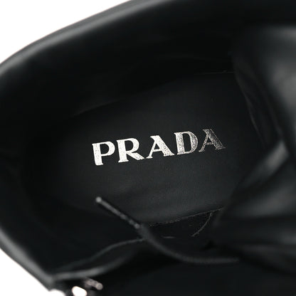 Prada Spazzolato Re-Nylon Metal Triangle Logo Lace Up 55mm Ankle Boots 39 Black 8 of 8