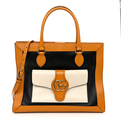 Gucci New Sakai Calfskin Lux Tri-Color Medium Dahlia Shoulder Bag Black Mystic White Sun Oil 1 of 11