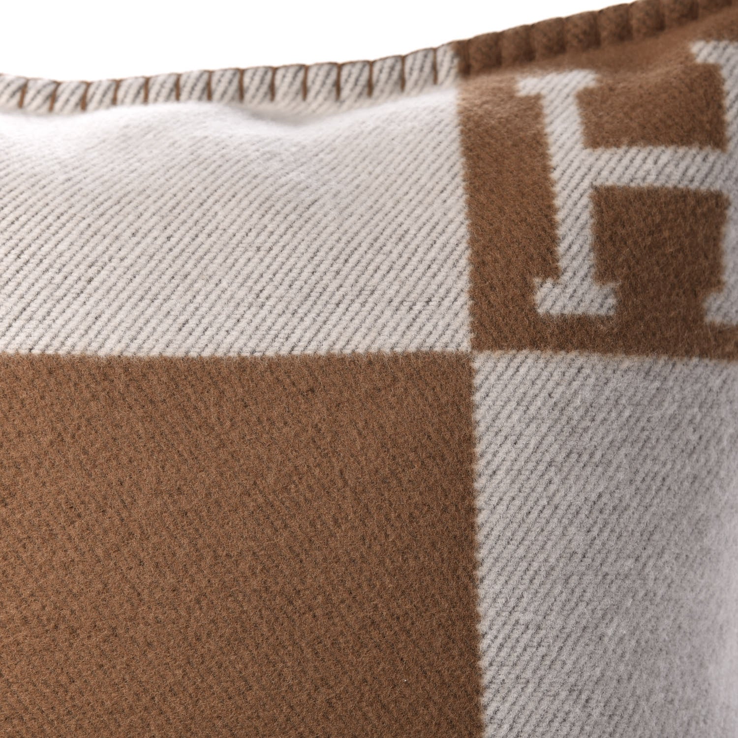 Hermes Wool Cashmere Avalon Pillow PM Ecru Camel 5 of 5