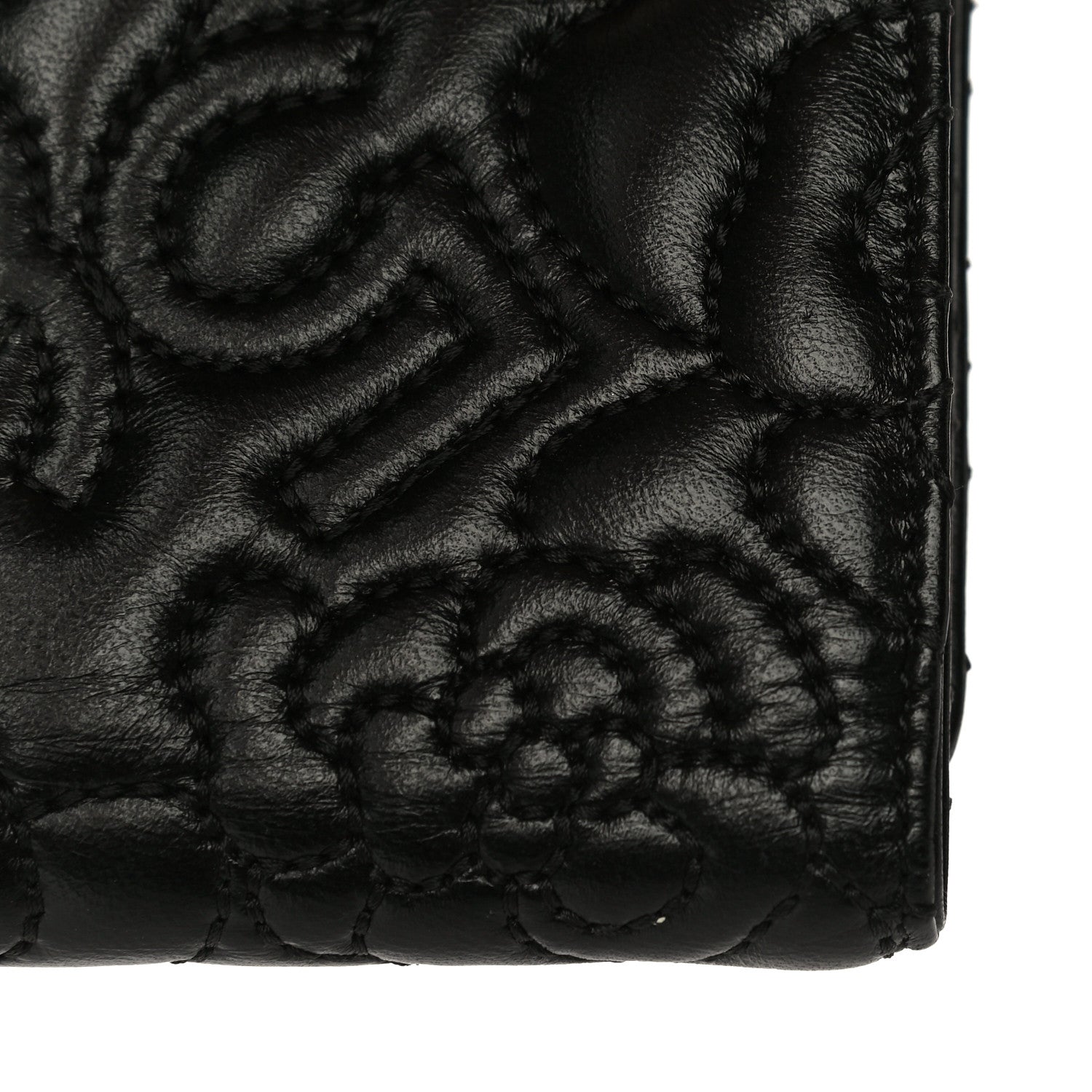 Chanel Lambskin Camellia Embossed Small Wallet Black 17 of 17